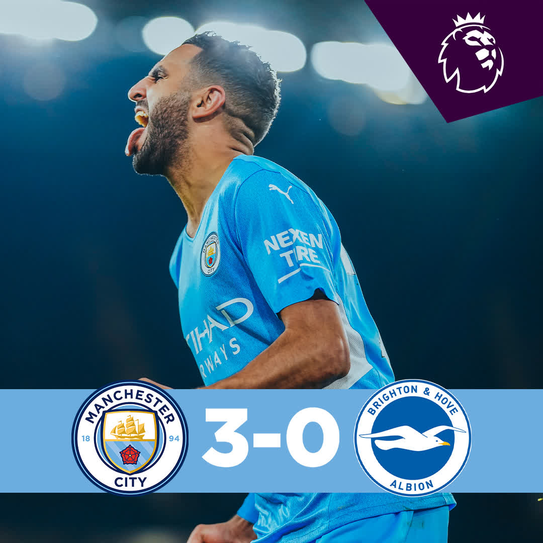 #OnThisDay: #ManCity 3-0 Brighton [2022] ⚽️ [53'] Riyad Riyad Mahrez ⚽️ [65'] Phil Foden ⚽️ [82'] Bernardo Silva