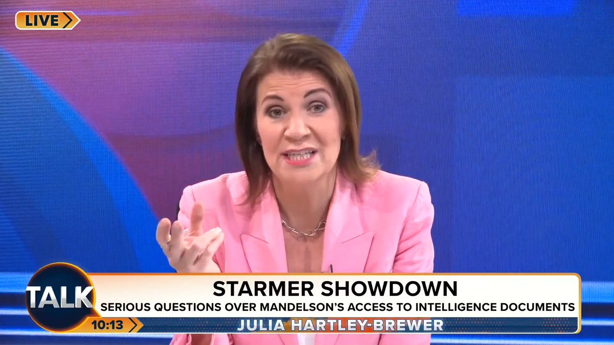 🚨"I think you’re a liar. I think you've lied the whole way through, and I think you'll throw anyone under the bus to protect your job!" Julia Hartley-Brewer's scathing message to Keir Starmer over his claim he didn’t know Peter Mandelson had failed security vetting. Julia Hartley-Brewer