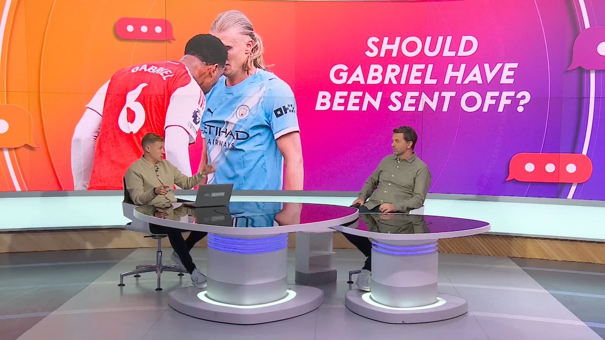 "Might as well put the ribbons on the trophy if he gives a red card" 🟥 Do you think Gabriel should have been sent off for his confrontation with Erling Haaland? 💬