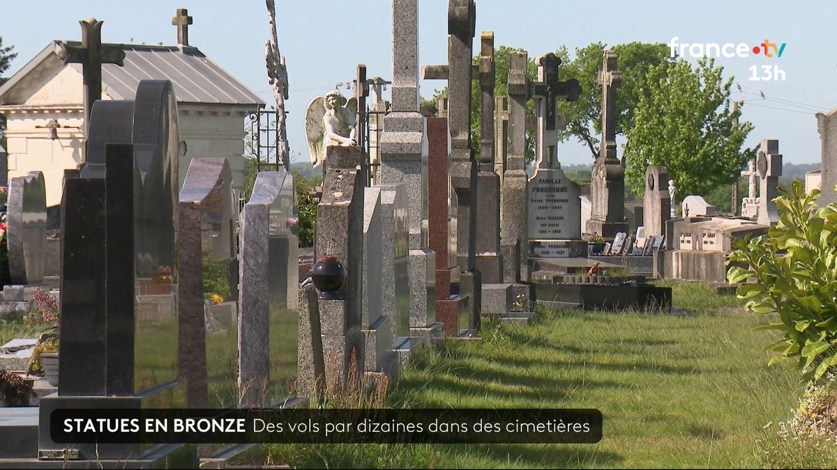 Une série de vols touche plusieurs cimetières de l’ouest de la France. Des dizaines de tombes ont été vandalisées en quelques jours, ciblées pour leur ornement en bronze #JT13H