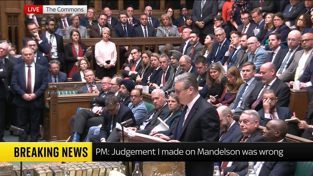 Sir Keir Starmer addresses MPs in the Commons about Peter Mandelson's U.S. ambassador appointment process, after it was revealed the he failed security vetting. 📺 Sky 501, Virgin 602, Freeview 233 and YouTube