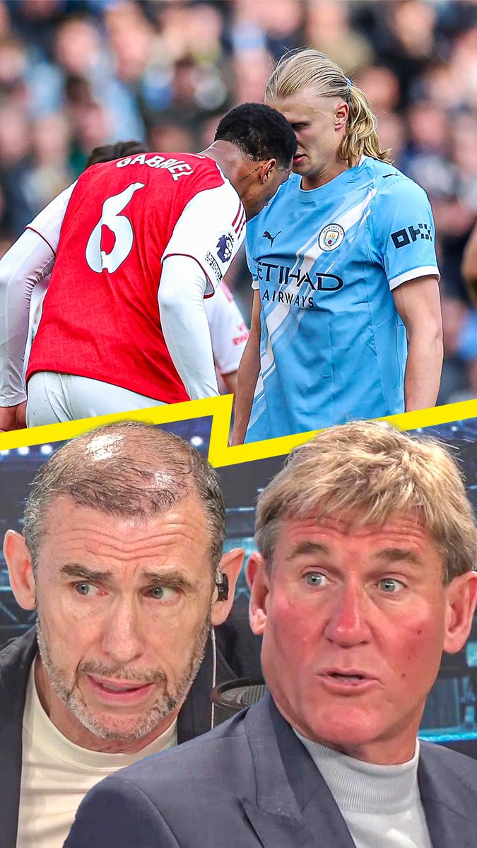 🤷‍♂️ Martin: "Was there proper contact!?" 🤔 Simon: "I don't know what precedence there is!" Martin Keown and Simon Jordan debate if #AFC's Gabriel should have been sent off for clash with #MCFC's Haaland! 👀