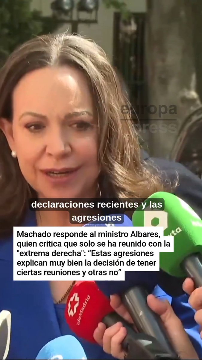María Corina Machado responde al ministro Albares, que ha criticado que solo se ha reunido con la "extrema derecha": “Estas agresiones explican muy bien la decisión de tener ciertas reuniones y otras no”