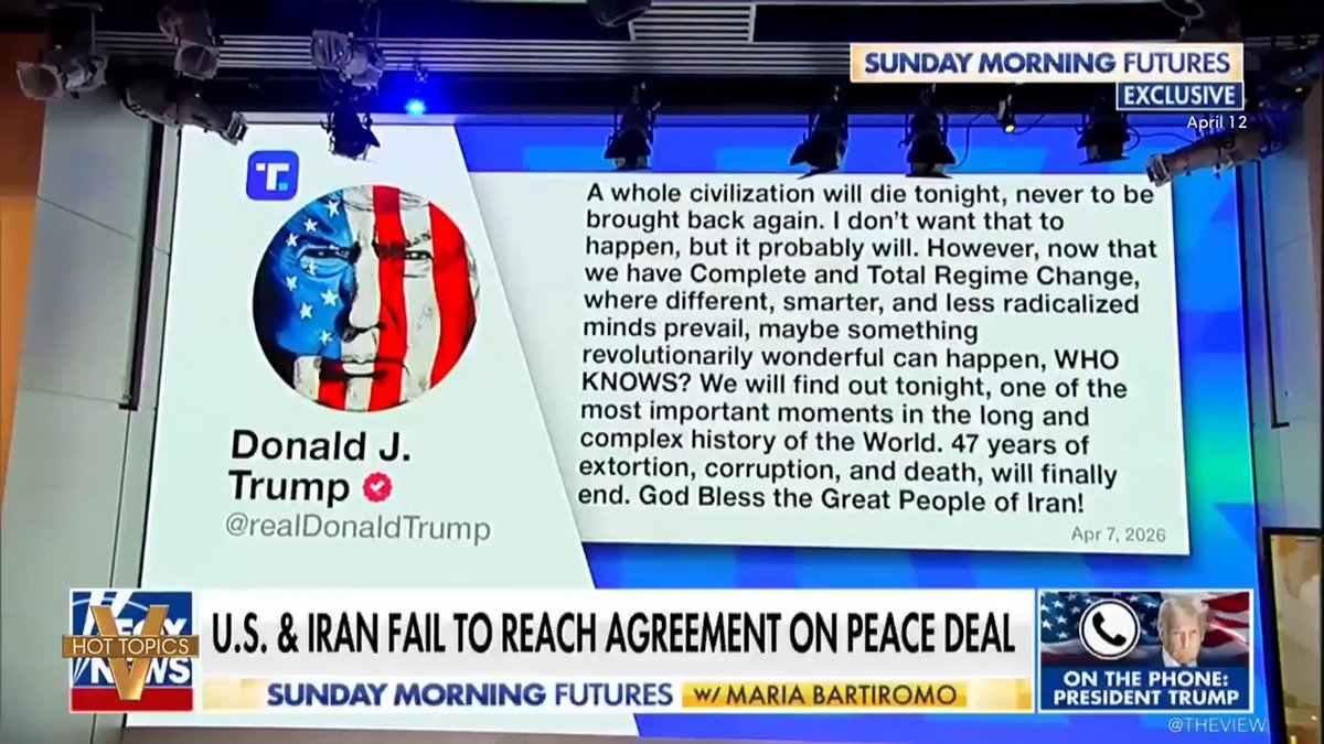 TRUMP’S WARNING TO IRAN: “NO MORE MR. NICE GUY”: 'The View' co-hosts weigh in as 'The Wall Street Journal' reports that Pres. Trump is in a panic over how the war is going and struggling to find a way out.