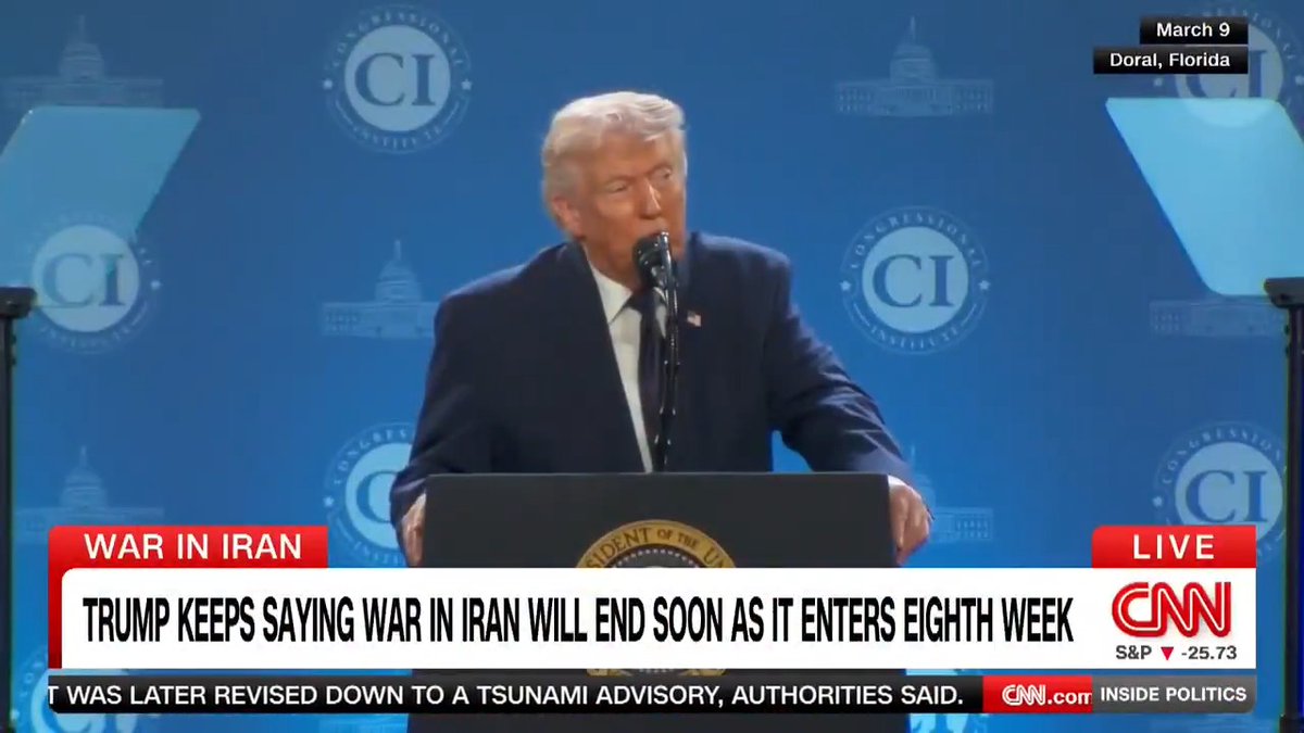 President Trump has repeatedly claimed over the past 8 weeks that the Iran war will be over "soon." (from Inside Politics Dana Bash)