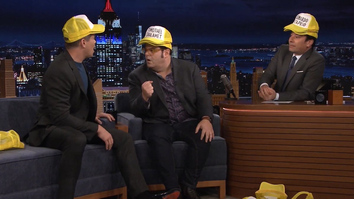 .Josh Gad, Andrew Rannells and Jimmy attempt to guess which celebrity names are on their hats in Celebrity Hats! #FallonTonight