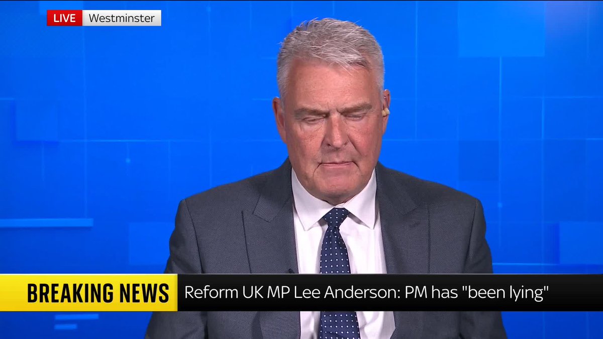 Sky's @MarkAustinTV: 'What evidence do you have that the prime minister lied?' Reform's Lee Anderson: 'My inbox. That's all the evidence I need.' Anderson broke parliamentary rules by accusing the PM of lying in a statement on Peter Mandelson and was kicked out of the Commons.