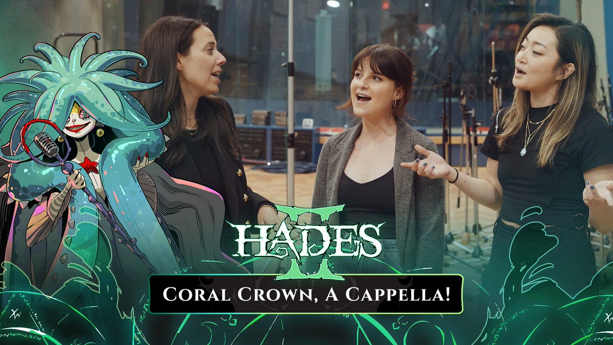 For those just discovering Scylla and the Sirens in HADES II as well as their longtime fans, check out this a cappella version of Coral Crown!🎤🪸👑 We were at Abbey Road Studios recording music for the game when Erin Yvette, Judy Alice Lee | 정미, and Ashley Lynn Barrett belted this out!