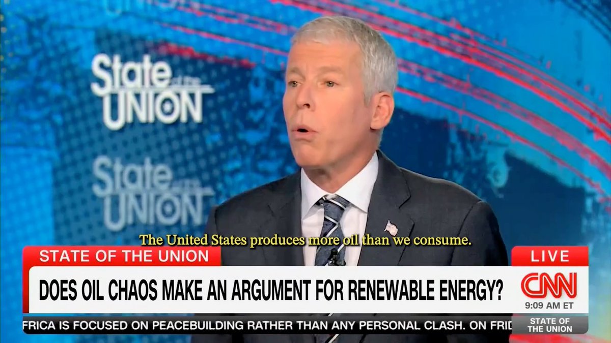 .Secretary Chris Wright: “The United States produces more oil than we consume. We're a net exporter of oil to the world, and we're by far and away the world's largest net exporter of natural gas.”