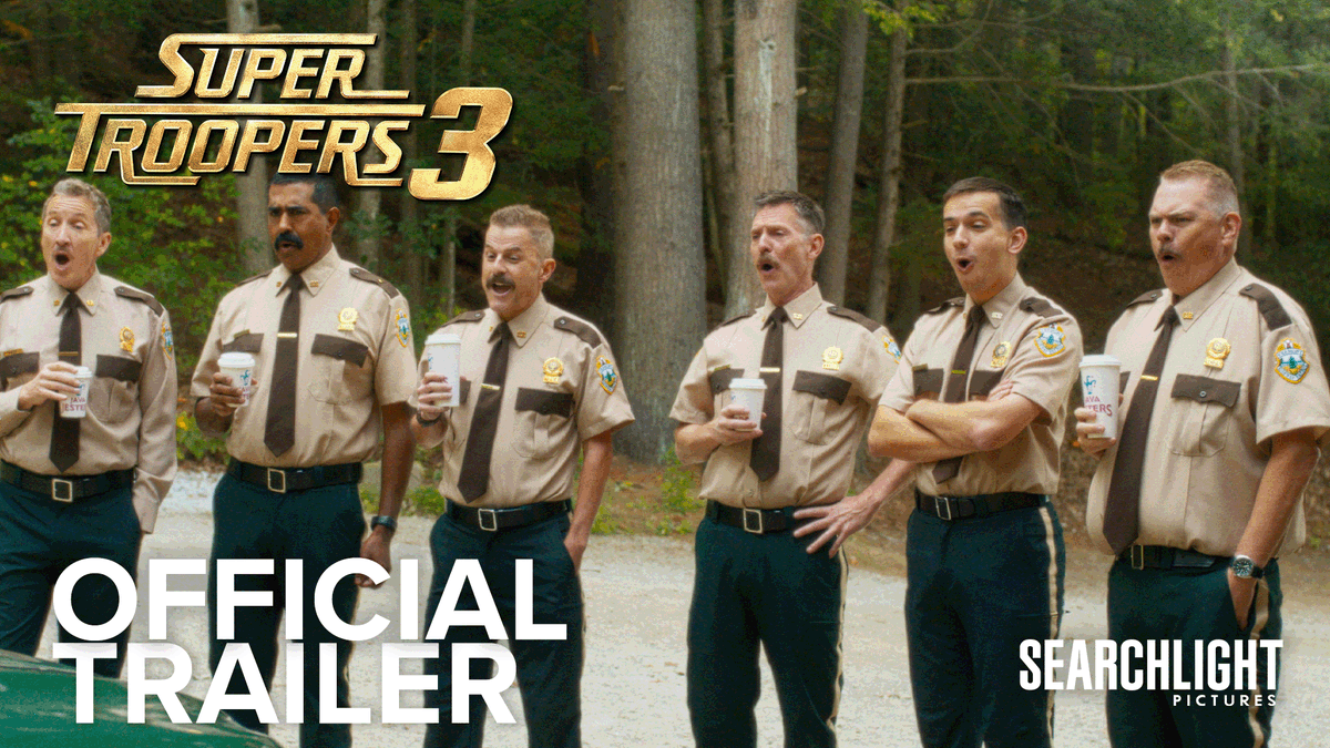 The Mustache Rides, Again. Again. Watch the trailer for SUPER TROOPERS 3 right meow. Only in theaters August 7. #SuperTroopers3
