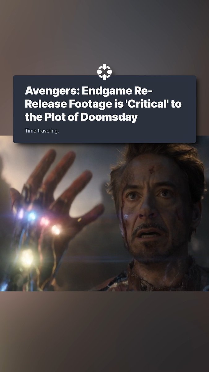 The Avengers: Endgame re-release will include new footage that is "critical" to the story of Avengers: Doomsday, according to co-director Joe Russo. (via Deadline)