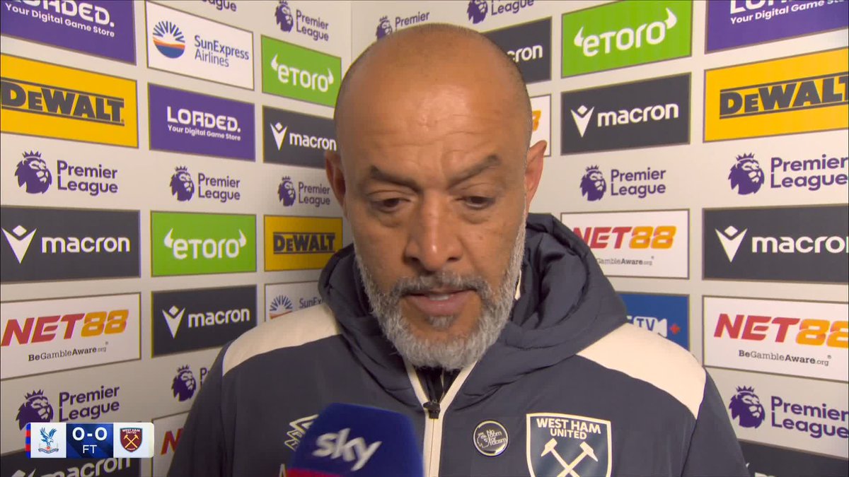 "We know that we have a mission on our hands, we are a big club." Nuno Espirito Santo insists it will be a fight until the end for West Ham after the draw with Crystal Palace 💪