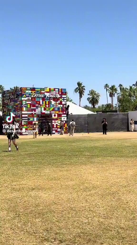 At Coachella, a woman tries to rip down the Israeli flag on an art exhibit, but she falls down in a heap of embarrassment and walks away in defeat. H/t Ari Hoffman
