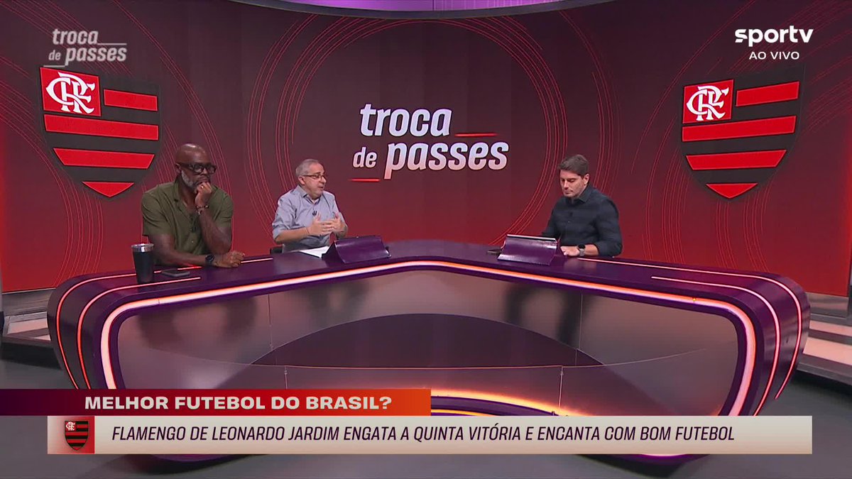 No #TrocaDePasses, Mansur elogia qualidade do jogo entre Flamengo e Bahia, dando destaque para o tempo de bola rolando. #Futebol #Brasileirão #Flamengo #Bahia