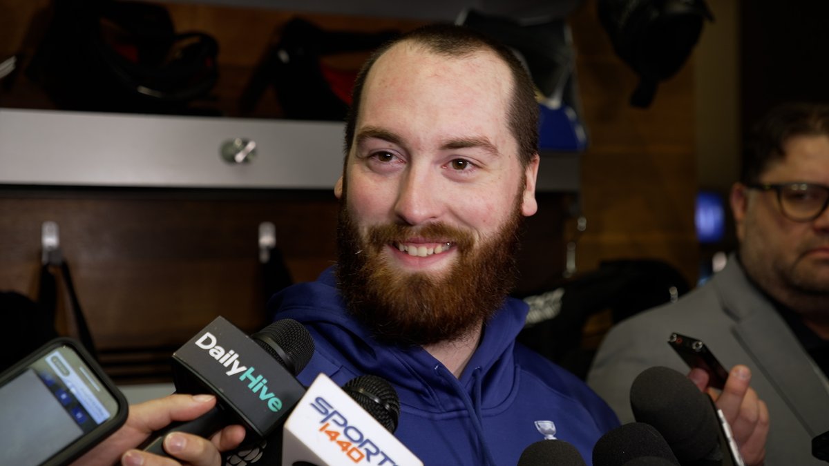 "It's loud in there. After the anthem, one thing I always do is smile & take it all in. That was one today where I was like, this is cool." Connor Ingram on the atmosphere at Rogers Place during his first #Oilers playoff game. Enterprise | #LetsGoOilers