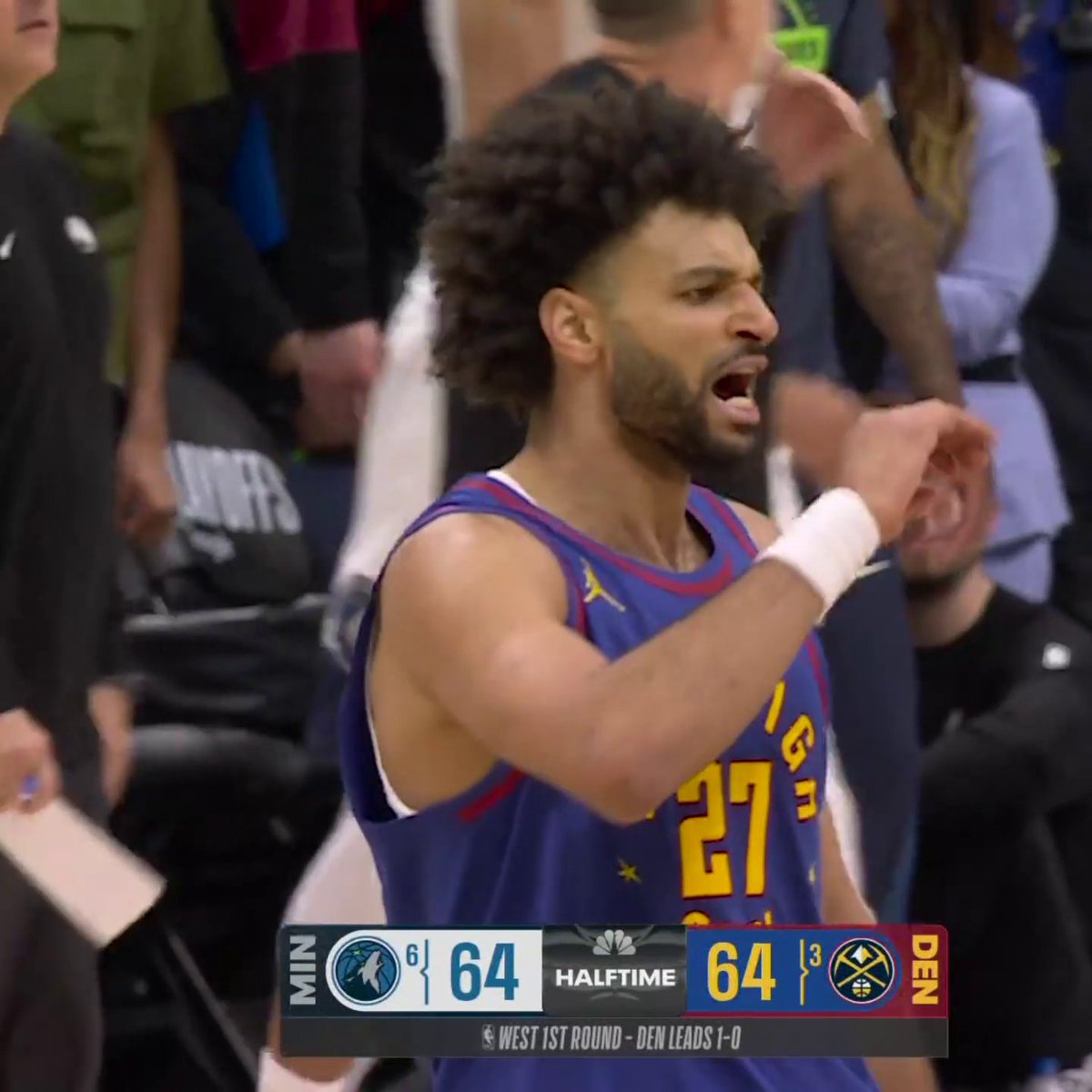 Jamal Murray really hit this from the logo at halftime 🚨