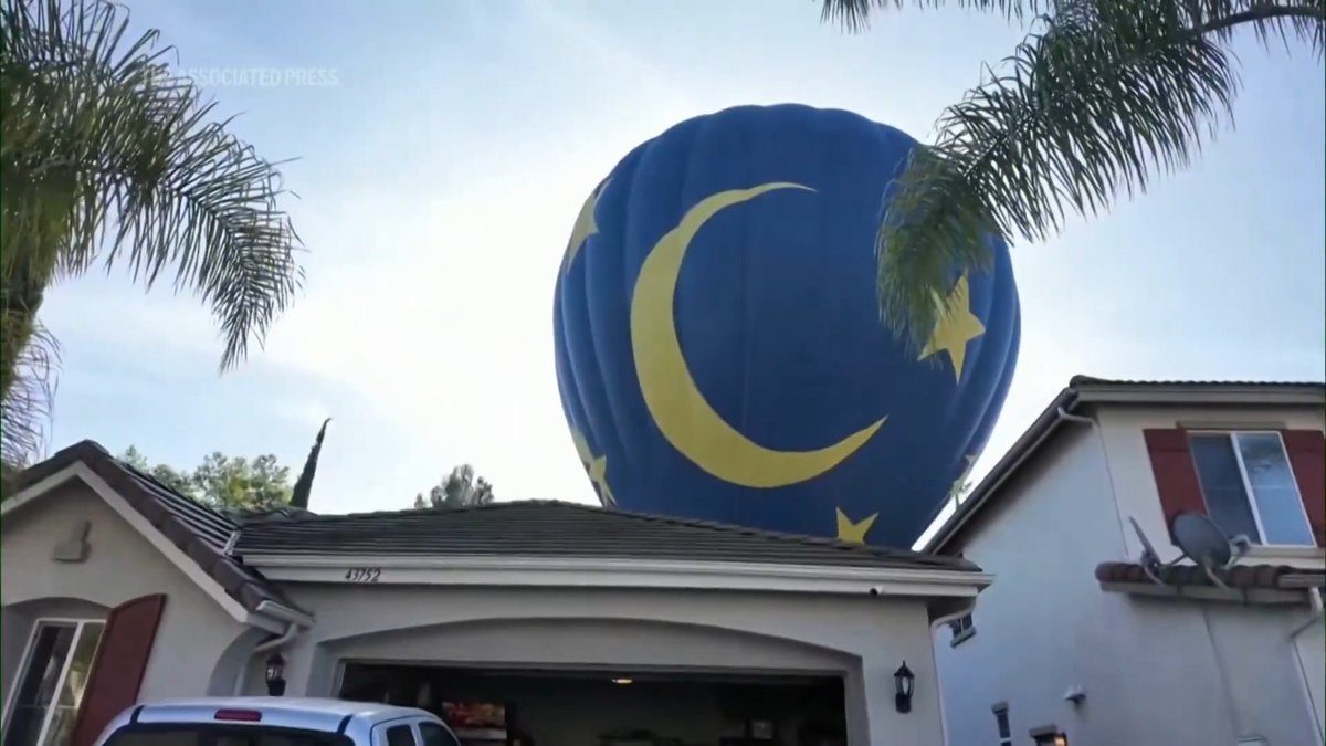 A balloon landed in a Southern California backyard — a balloon with 13 people. The enormous hot air balloon, with a pilot and passengers in the basket, descended perfectly Saturday on a small plot of grass at a home in Temecula.