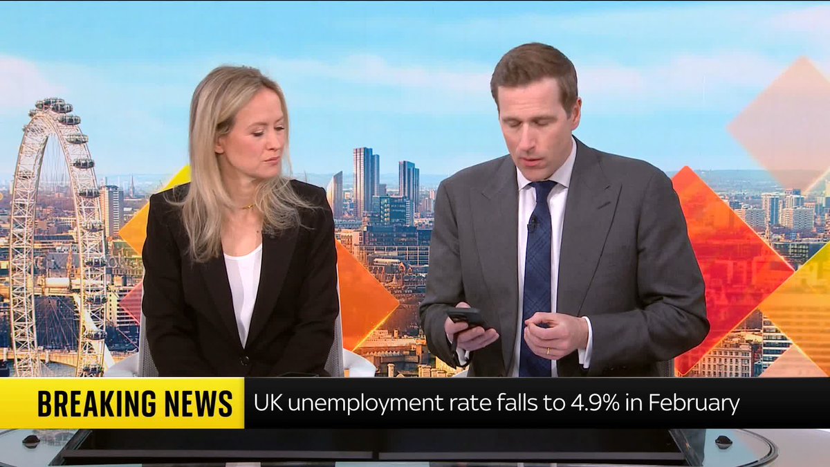 BREAKING: UK unemployment rate has fallen to 4.9% in February 📺 Sky 501, Virgin 602, Freeview 233 and YouTube