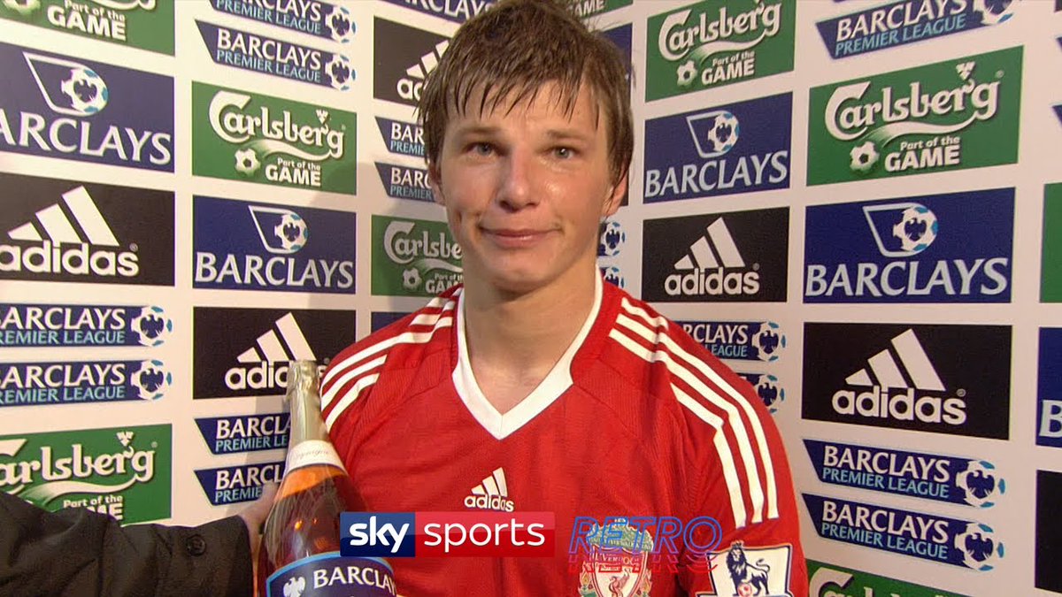 Andrey Arshavin after scoring four goals for The Arsenal at Anfield, 17 years ago today.