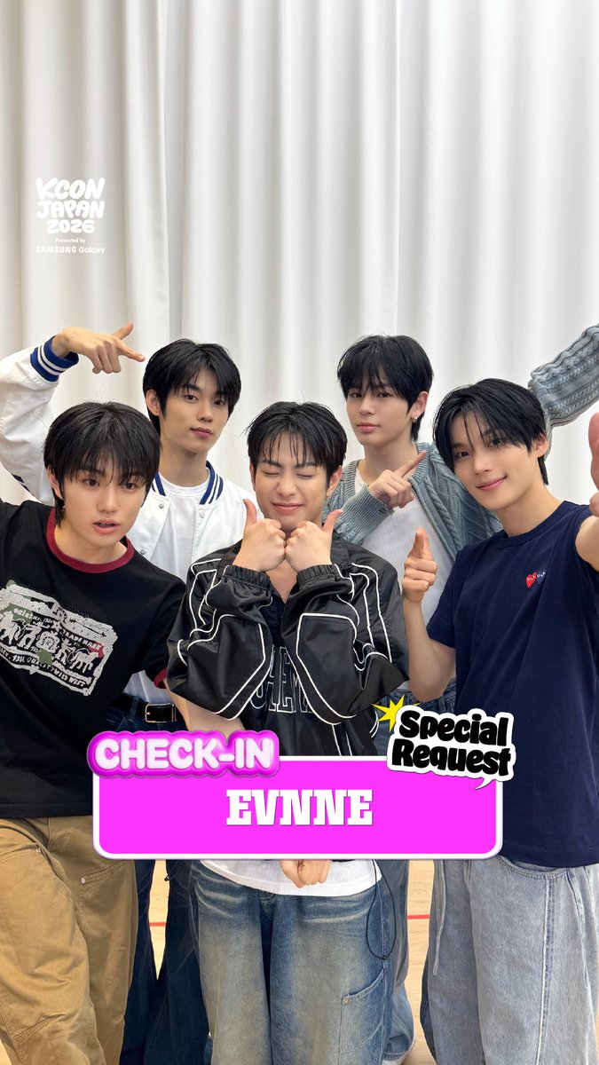 [#KCONJAPAN2026] #EVNNE CHECK-IN EVNNEがKCONに帰ってきた！また一緒に、忘れられない思い出を作る準備はできてる⁈ アーティストの特別なリクエストに答えて、コメントしてね👇 コメントが増えるほど、スペシャルな特典が待ってるよ！👀✨ - KCON JAPAN 2026 MAY 8-10 Makuhari Messe Let's #KCON