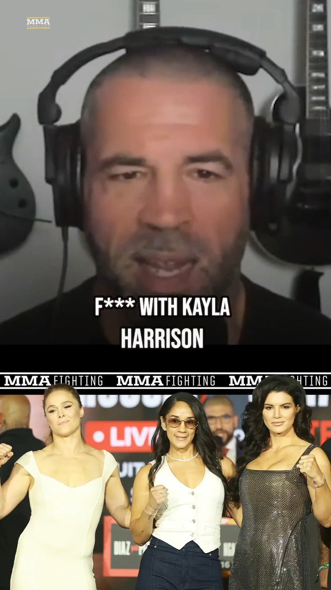 .@iamtheimmortal can only laugh at Ronda Rousey's recent outburst at Kayla Harrison during the #RouseyCarano press conference: "I don’t think anyone’s buying the schtick. Nobody believes that she’s going to f*ck with Kayla Harrison." (🎥 Damon Martin)