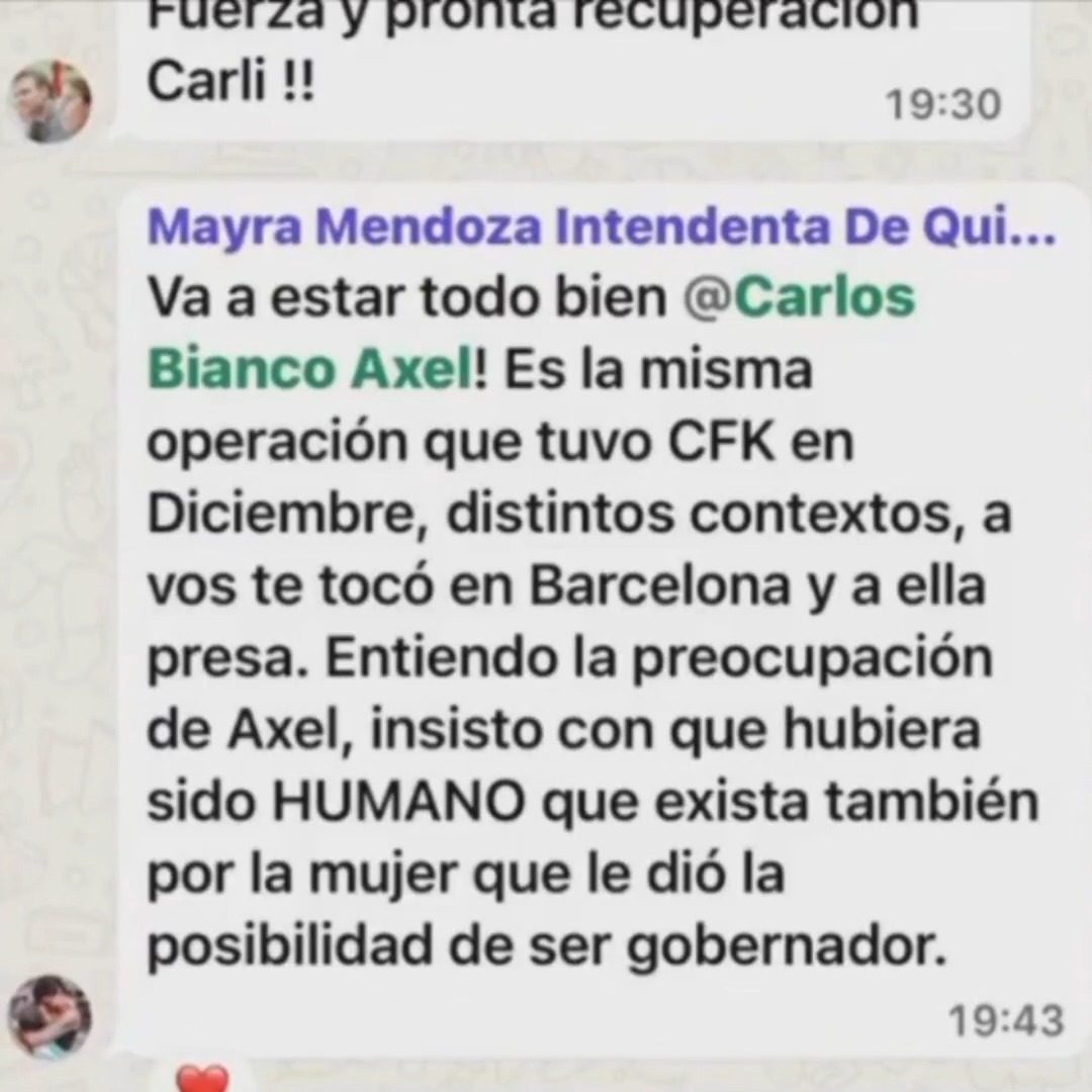 "Mayra Mendoza": Por el mensaje en un grupo de intendentes de la provincia de Buenos Aires