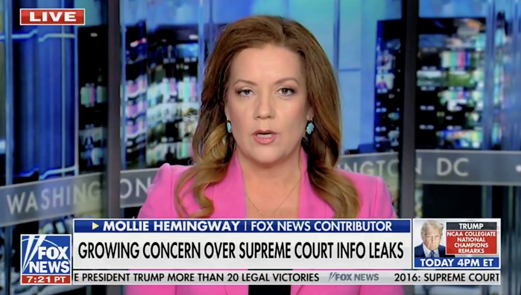 WATCH: Mollie on how liberal Supreme Court justices are turning to *shocking* tactics all because they are not getting what they want from the Court: “I have a new book out today, 'Alito,' which tells the behind-the-scenes story of what happened with the Dobbs leak. You are correct that we have seen this increase in bad relationships between the justices or problems with leaks. And the court really does need to operate without leaks so that they can get their work done. Justices throughout the history of the court have said how important it is that they can work without fear of this type of public discussion of the topics. It is an attempt to go after the court and to achieve results that people are not able to achieve through normal court procedures. That’s what we saw with the Dobbs leak, where in my book I showed the liberal justices actually delayed their dissent in the Dobbs decision after the leak intentionally, even though their colleagues were facing death threats, and we even had an assassination threat at Kavanaugh, and it’s what you see with the most recent leak from the New York Times — the liberal justices are not happy with what they are getting, they are not winning on the strength of their arguments, so you are seeing more and more of these politicized leaks.”