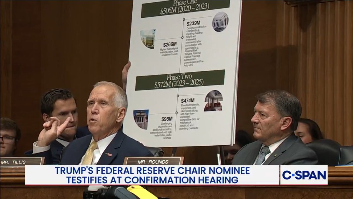 .Senator Thom Tillis slams Justice Dept. probe into Fed chair Jerome Powell: "I can't go forward until this bogus investigation is done…Let's get rid of this investigation so I can support your confirmation."
