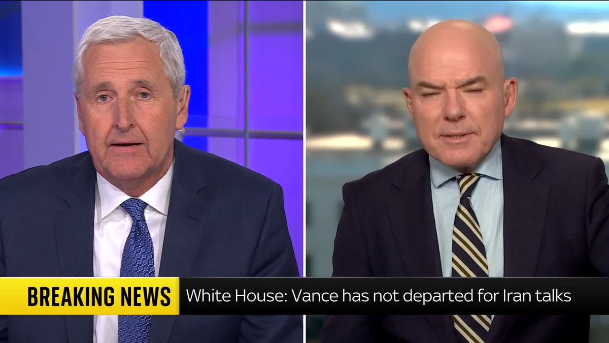 There have been reports that JD Vance will be heading to Islamabad for peace talks with Iran, but a White House official has said he is yet to depart and is taking part in policy meetings. Sky’s James Matthews has more 📺 Sky 501