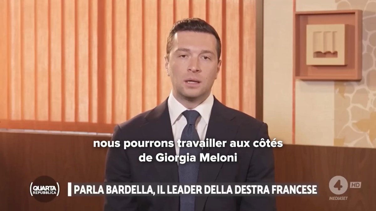 Je pense que Giorgia Meloni et Matteo Salvini incarnent une stabilité retrouvée pour l’Italie, ainsi qu’un nouveau leadership sur la scène européenne. À l’inverse, je constate que M. Macron a affaibli l'image et les intérêts de la France en Europe. Quarta Repubblica #Rete4
