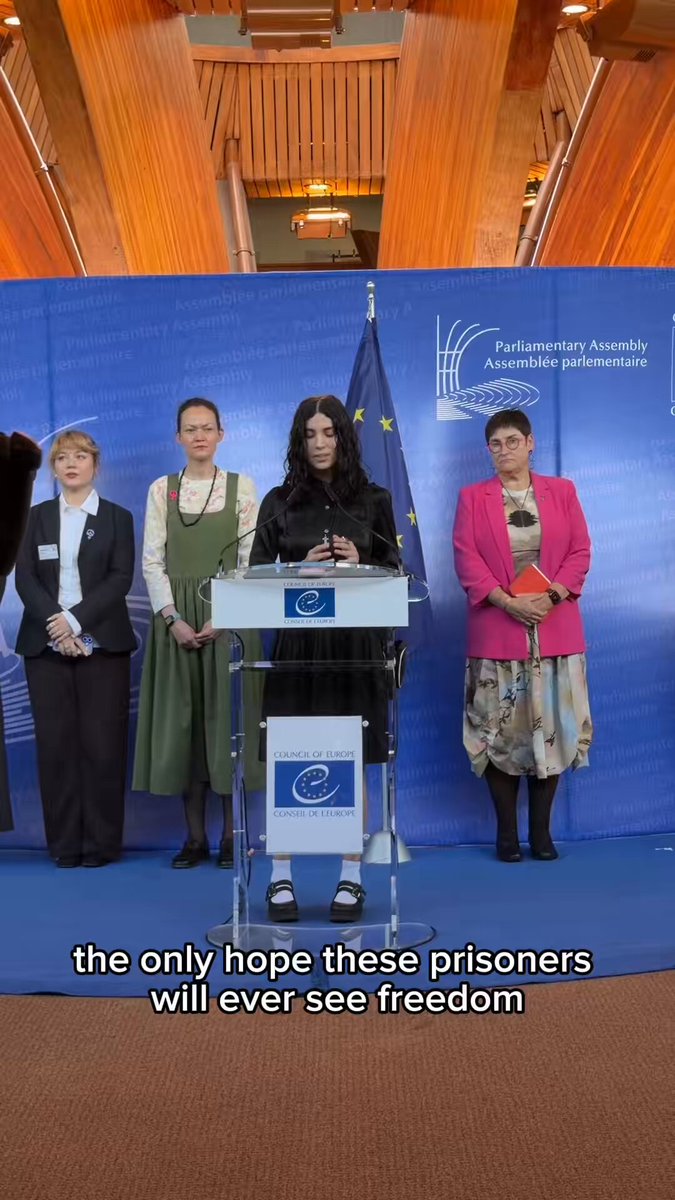 "Women Against War" exhibition opened today at the Parliamentary Assembly of Europe 🫡💅 Heroines of this exhibit lost their freedom — and some of them, their lives. We tell the stories of 16 Russian women and at least 257 Ukrainian female civilians who were detained by Russia or went missing.