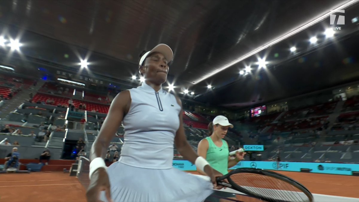 It was fun while it lasted 😅 Kaitlin Quevedo cuts Venus Williams' return to Madrid short with a straight sets win. #MMOpen