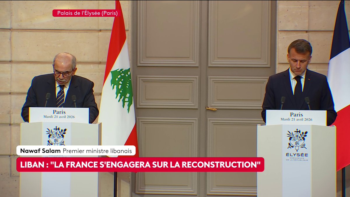 🔴 DIRECT - "Il ne peut y avoir de stabilité durable sans un retrait complet d'Israël du territoire libanais, la libération des détenus, et le retour des personnes déplacées dans leurs foyers", affirme le Premier ministre libanais Nawaf Salam depuis l'Élysée. #Canal16