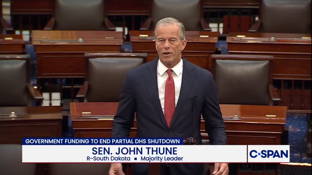 Leader Thune: "They want to leave our borders completely unprotected…The Democrats really want to go back to the days when criminal, illegal immmigrants were often allowed to live freely in our country."