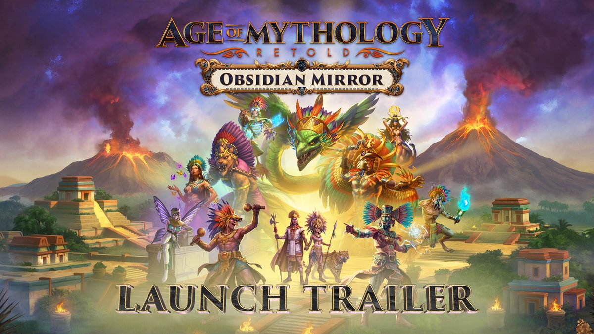 From across the ocean comes a glorious new world pantheon. 🐍 Behold the Aztecs in Obsidian Mirror, the newest DLC for Age of Mythology: Retold! Lead your people under the guidance of powerful Aztec gods, master fear and illusion, and harvest Tonalli, the life force that fuels the gods themselves.