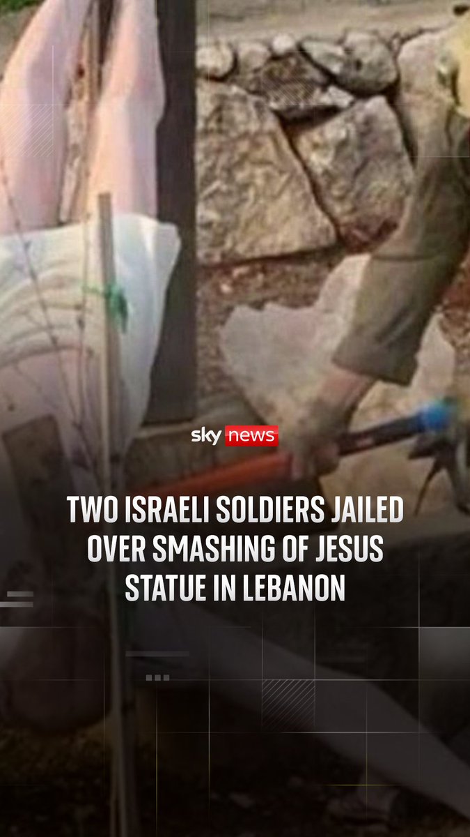 The Israeli military sentenced the soldiers after a picture emerged of an IDF soldier smashing the religious icon with a sledgehammer in a Christian village in southern Lebanon, prompting international condemnation. Sky's Adam Parsons reports on consequences for the IDF soldier