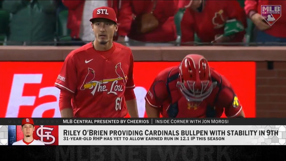 Cardinals' 31-year-old reliever Riley O'Brien has a 0.00 ERA with 6 saves through 12 appearances this season! 📊 #MLBCentral | Jon Morosi