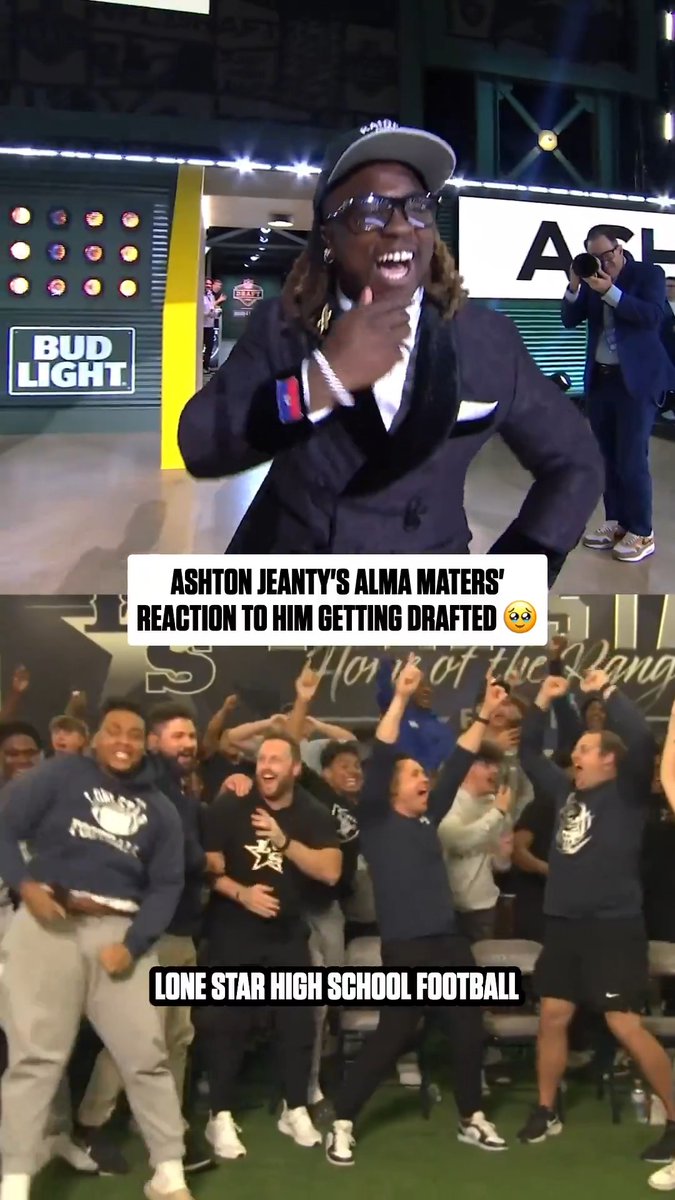 Ashton Jeanty's college and high school couldn't contain their excitement 🎉 Deuce 2️⃣ 2026 NFL Draft – Starts Thursday at 8pm ET on NFLN/ESPN/ABC Stream on NFL+