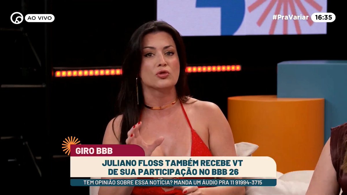 "Juliano vai pro terceiro lugar, porque é a pessoa que concordava com tudo que a Ana Paula falava, diferentemente da Milena — que deixa muito claro que foi no #BBB26 que aprendeu a dizer não." 🔴 Acompanhe o #PraVariar ao vivo: