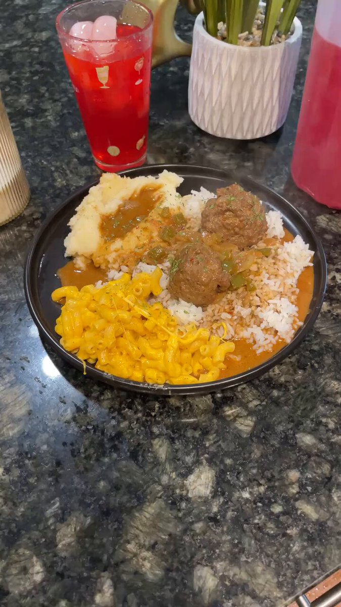 It’s raining in Houston &amp; While y’all eating Ramen noodles.. I just finished cooked my fav meal.. Creole Meatball Stew‼️😋 With Red kool-aid to wash it down with🤌🏽