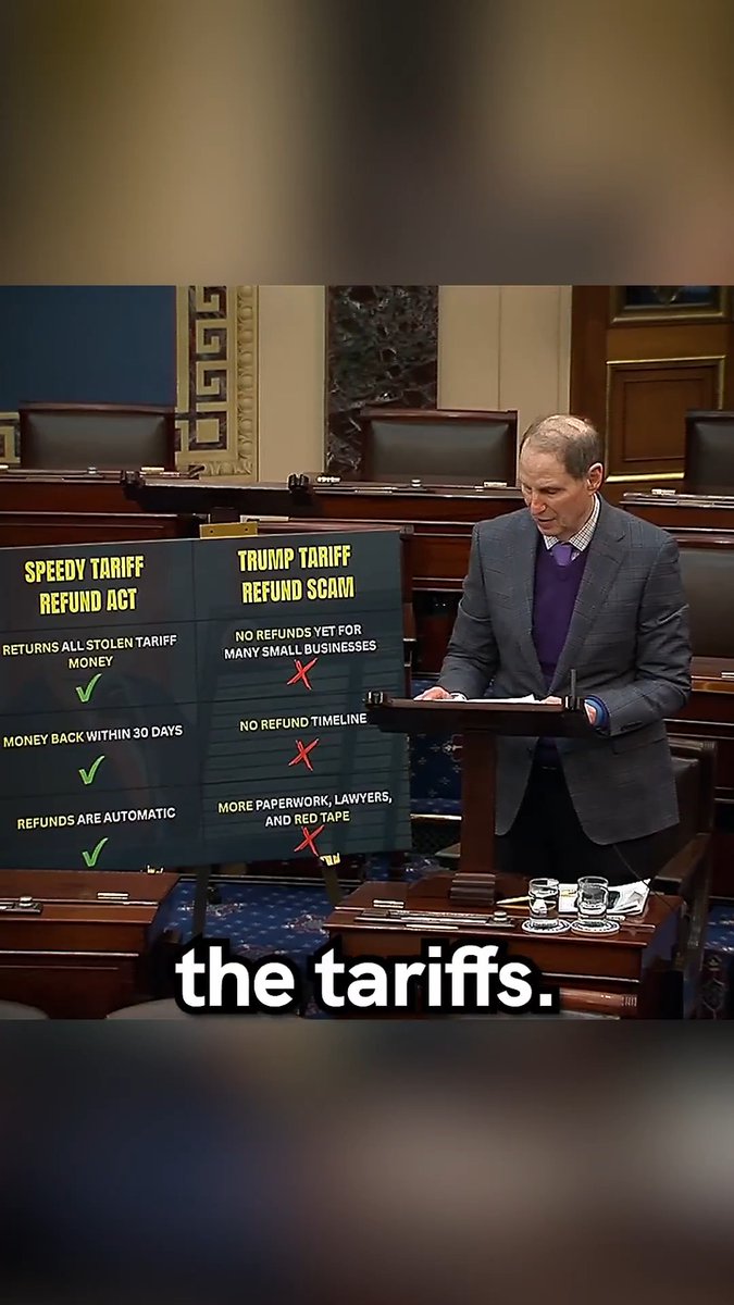 BREAKING: Senate Republicans just blocked Senator Ron Wyden’s bill that would have forced the Trump administration to return its stolen tariff money to America's small businesses.