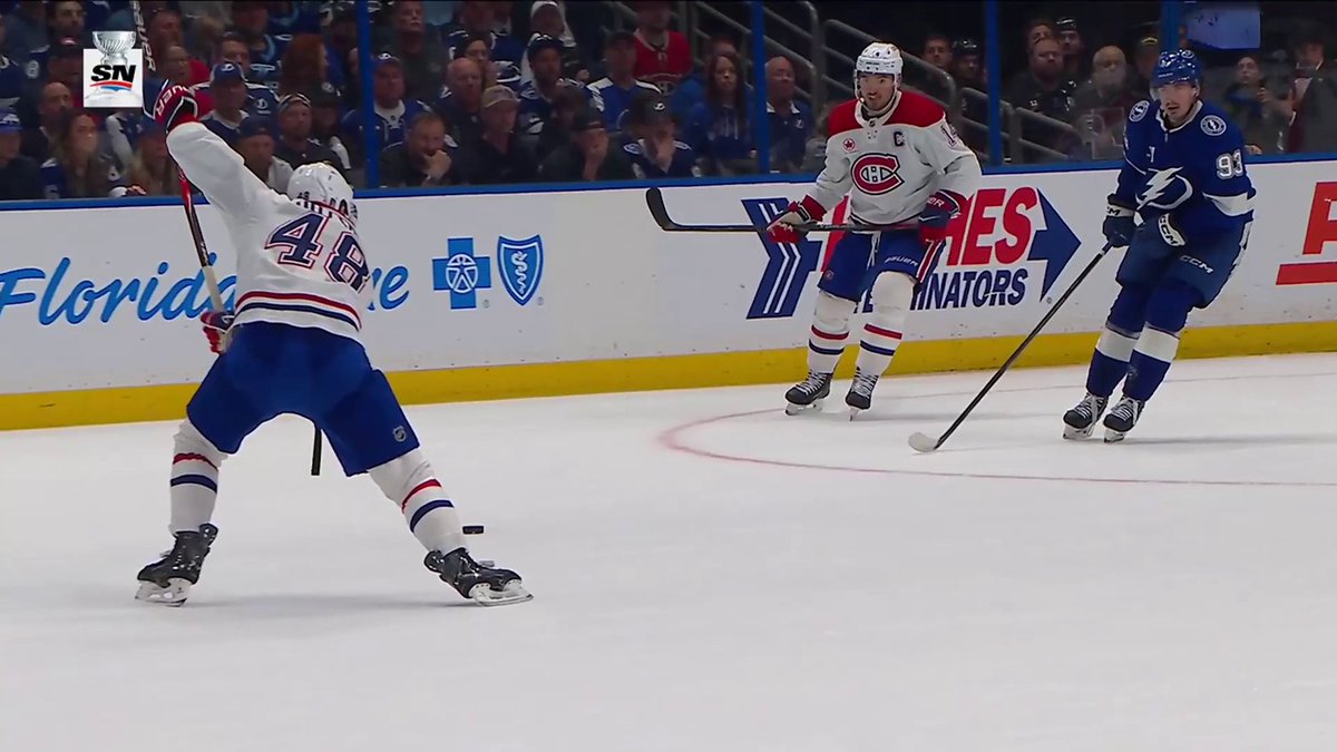 LANE HUTSON TIES THE GAME‼️ That's his first career #StanleyCup Playoff goal! 🇺🇸: ESPN 2 🇨🇦: Sportsnet &amp; TVA Sports