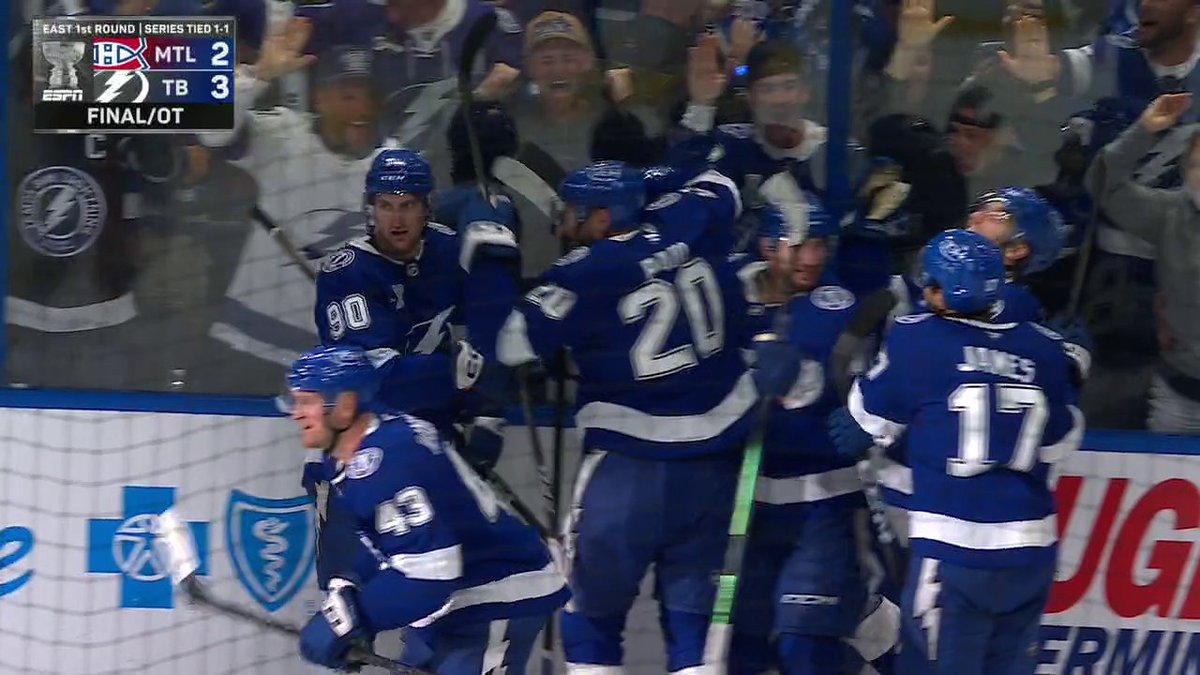 THE LIGHTNING TAKE GAME 2 IN OVERTIME ⚡ J.J. MOSER'S FIRST CAREER PLAYOFF GOAL 🙌