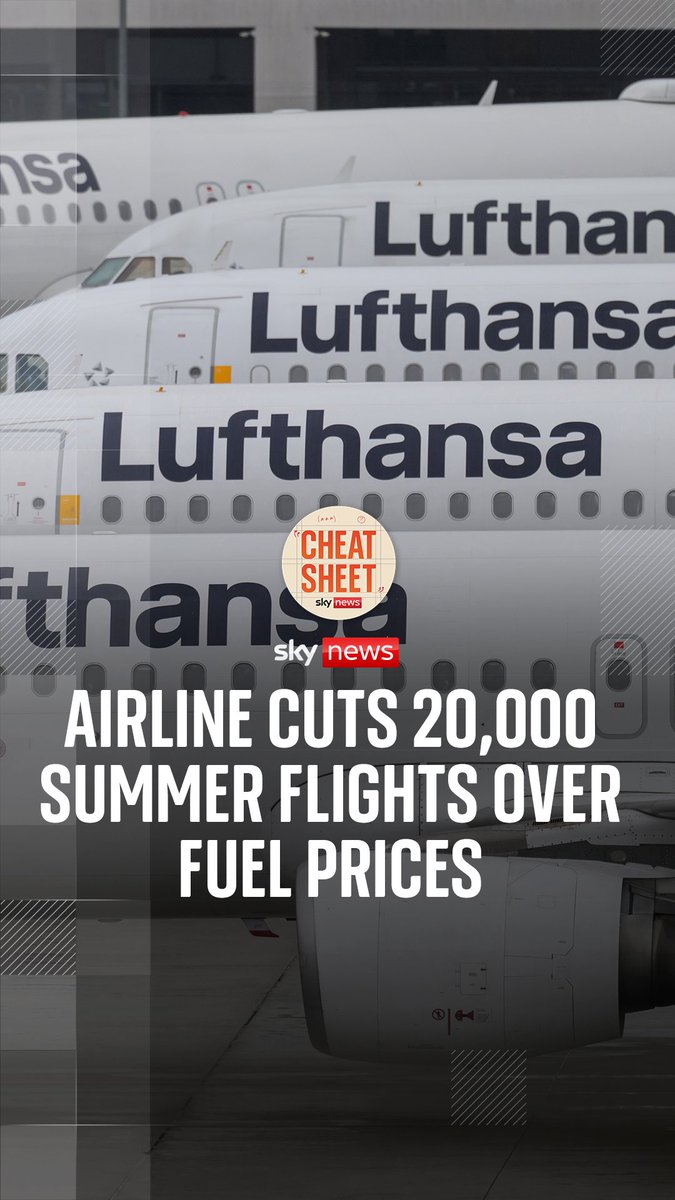 The airline Lufthansa has said 20,000 short-haul flights are being cut from its schedule this summer, blaming it on the cost of jet fuel. Sophy Ridge and Wilfred Frost discuss on #CheatSheet. 🎧 Listen here: