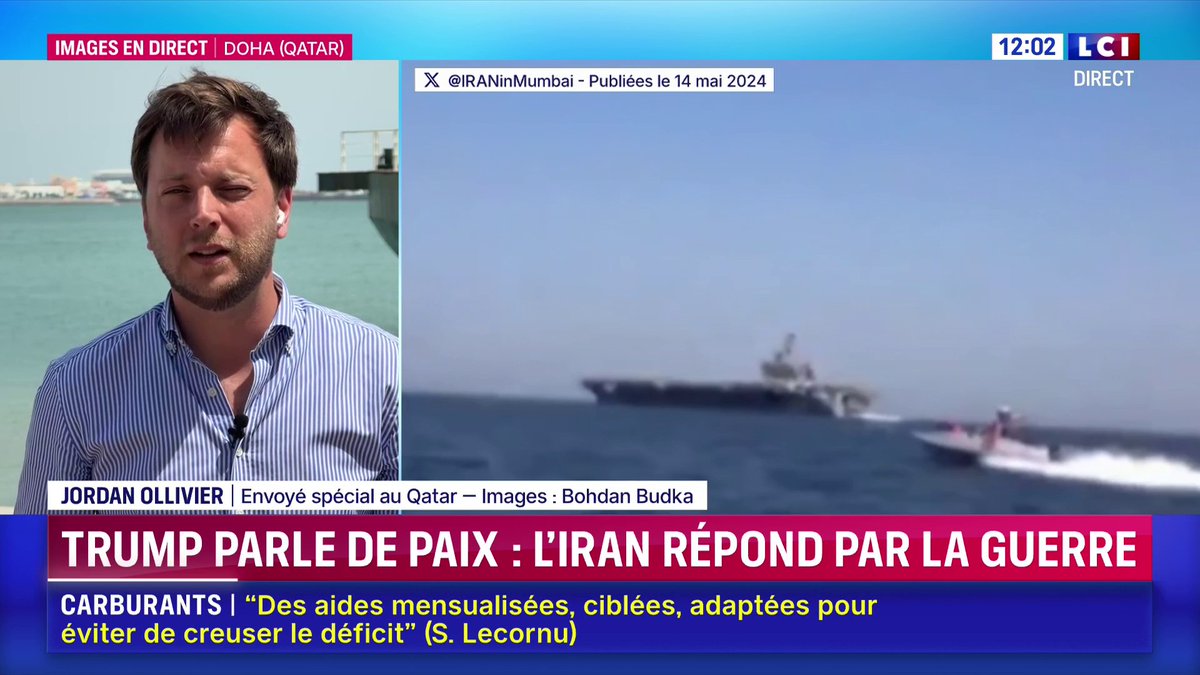 🔴 Plusieurs navires ciblés par l'Iran dans le détroit d'Ormuz Une vedette des Gardiens de la Révolution a attaqué ce matin un navire battant pavillon libérien : dégâts matériels, aucun blessé. Un cargo panaméen a également essuyé des tirs. Les précisions avec Jordan Ollivier