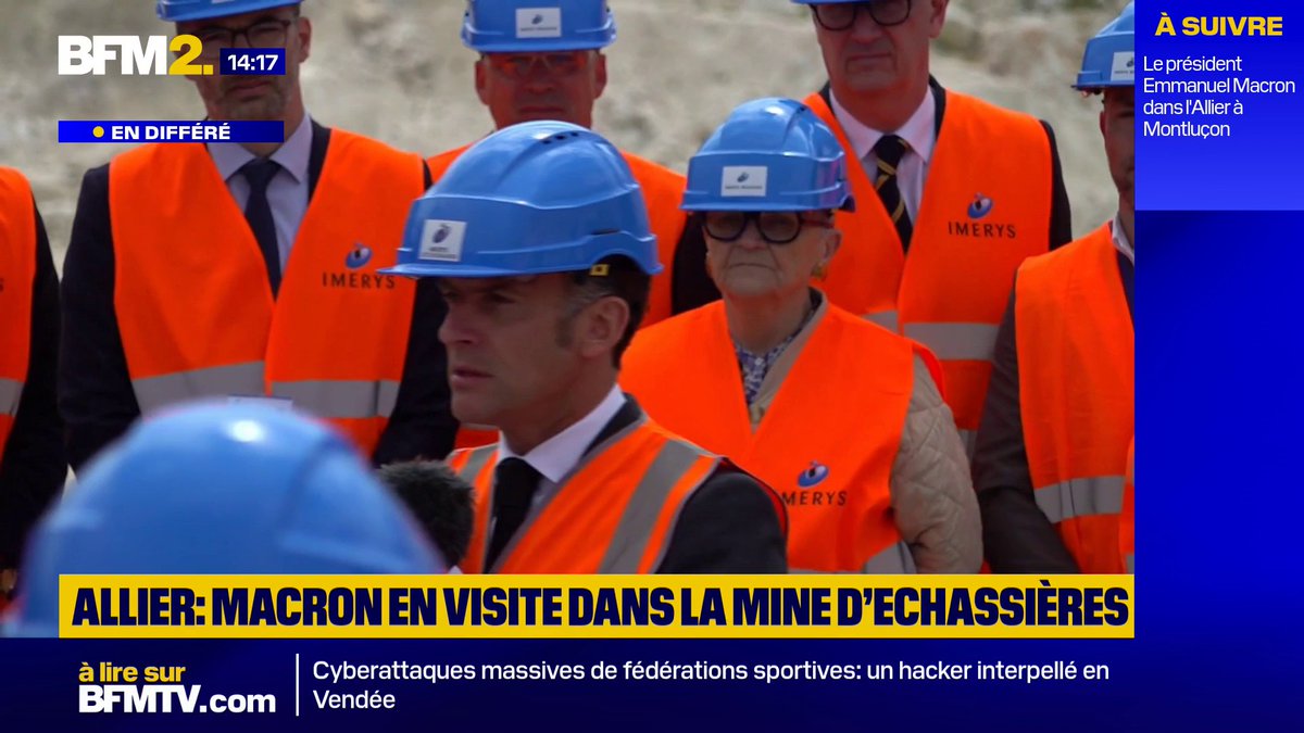 💬"Ici, vous aurez le quatrième gisement, au monde, de lithium" ➡️Emmanuel Macron en visite sur le site de la mine de lithium d'Echassières dans l'Allier #BFM2