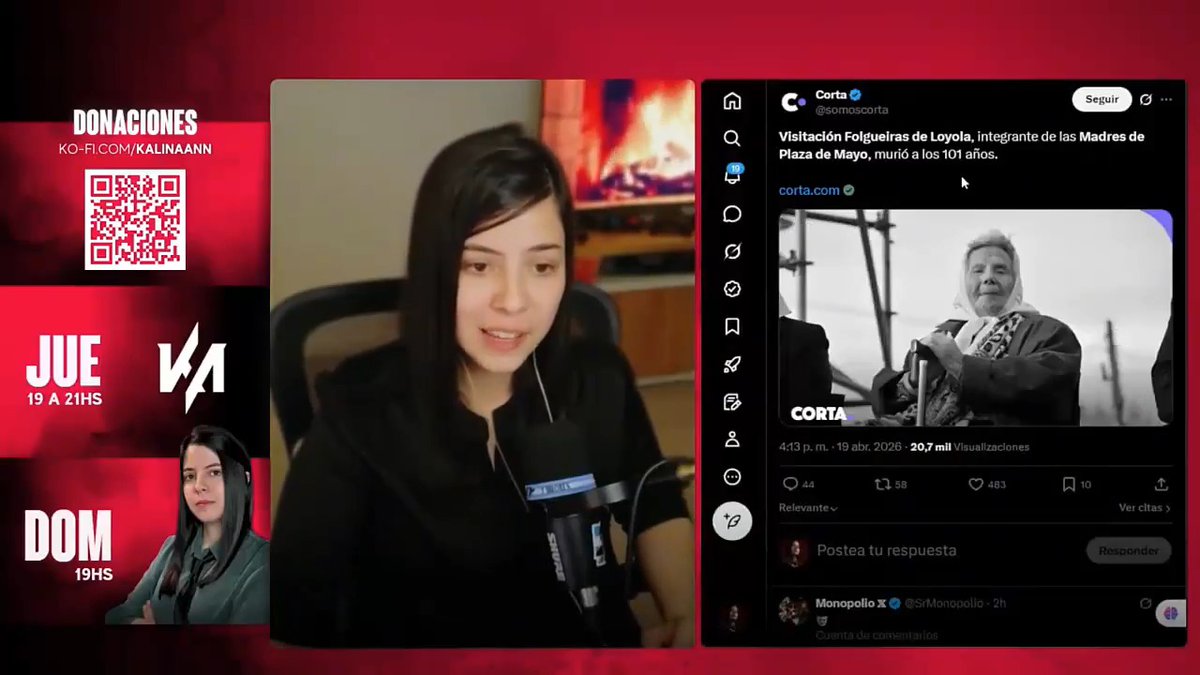 Kalina Ann, colaboradora de Javier Negre, festejó la muerte de una de las Madres de Plaza de Mayo. Esta hija de Satanás, súbdita de los genocidas de Israel y EEUU, aplaude la tortura, asesinato y robo de bebés de miles de argentinos coordinada desde EEUU. Cipaya vendepatrias.