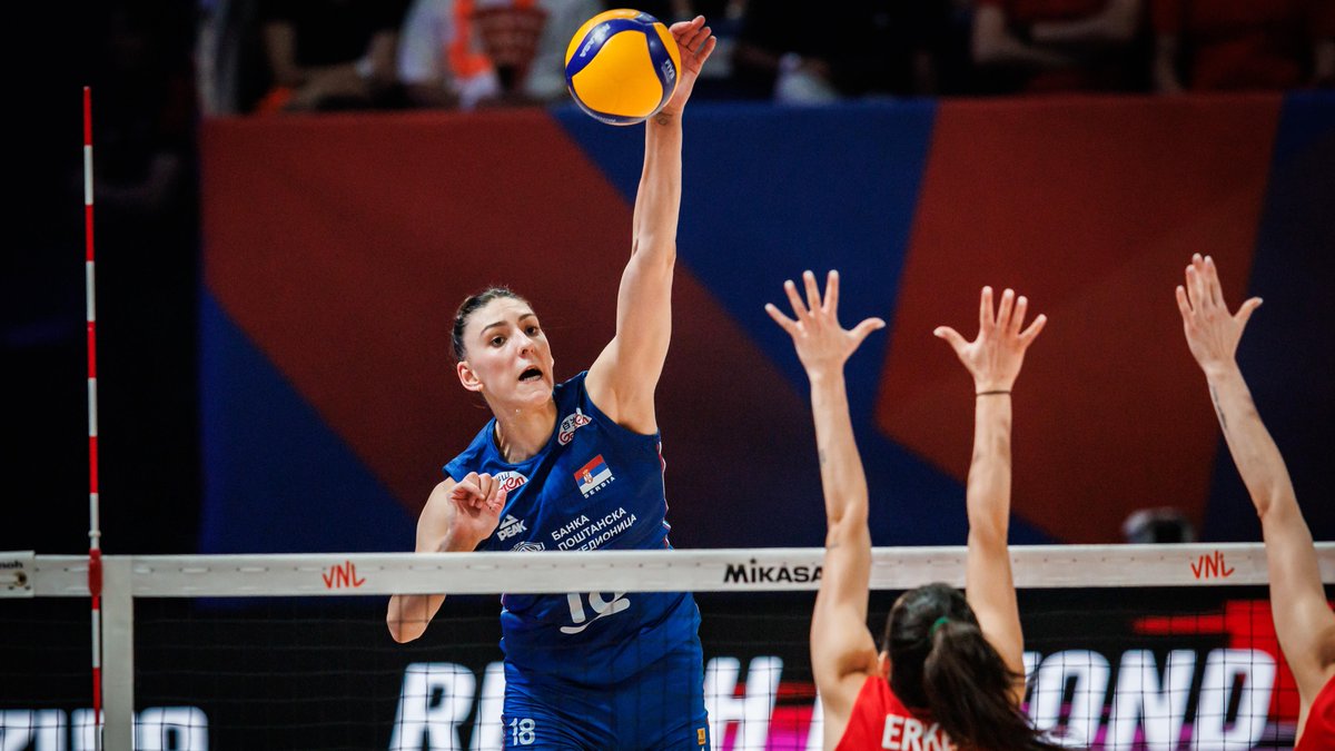 Serbia 🇷🇸 🆚 🇹🇷 Türkiye High level in Apeldoorn 🇳🇱! 🔥 Tijana Bošković dominates and leads Serbia with power. 💥 📺 Watch on our YouTube channel: 🗓️ Check the #VNL2026 schedule on 🏐 #BePartOfTheGame #Volleyball