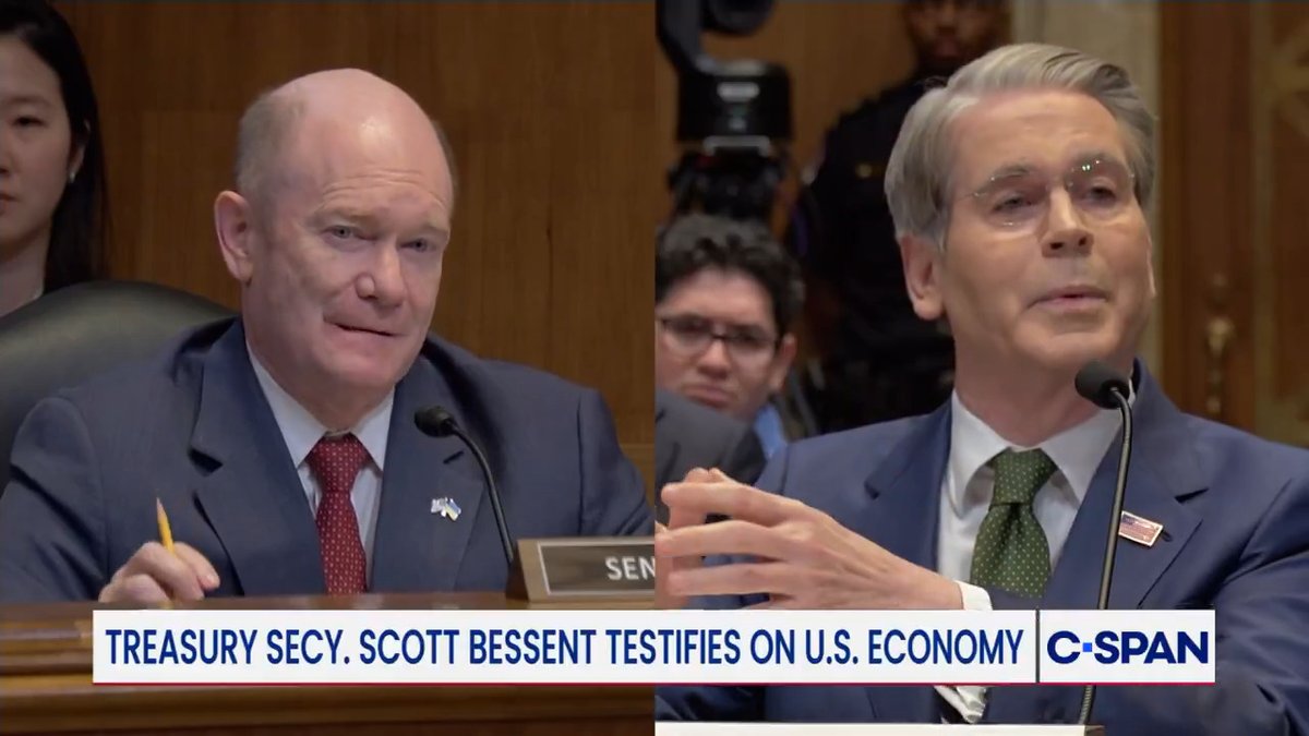 Sen. Senator Chris Coons: "Do you disagree that Iran has received significant additional revenue from their sales of oil because of sanctions relief?" Treasury Secretary Scott Bessent: "I couldn't disagree more."