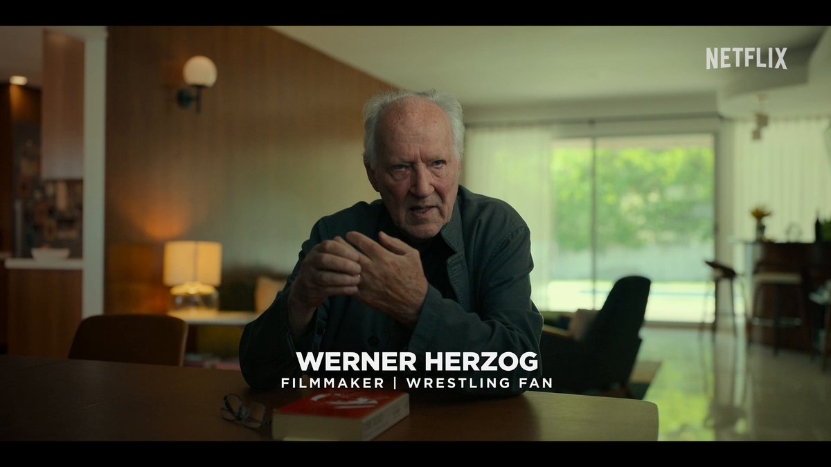 Filmmaker and wrestling fan Werner Herzog in HULK HOGAN: REAL AMERICAN Now playing.